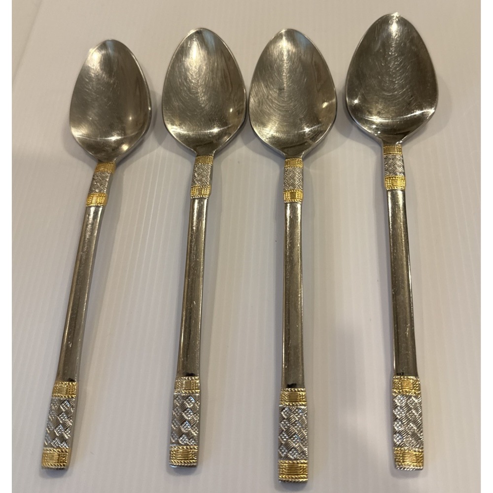 Wallace Golden Corsica Oval Soup Spoons Set Of 4 Stainless 18/10 Flatware 7 1/4"